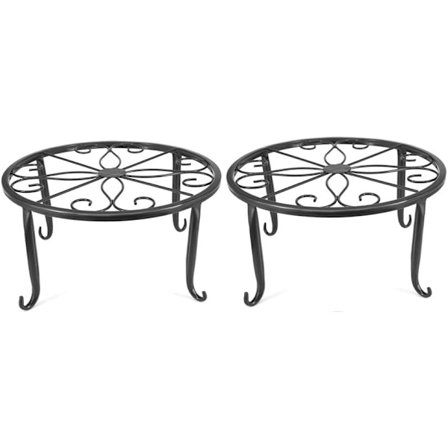 Blomsterpottestativ, 2 stk. Metal Kunst Plantestativ Stativ Europæisk Stil Blomsterpotteholder til Have Rundt Havebord, Smijern Design Havebord, A