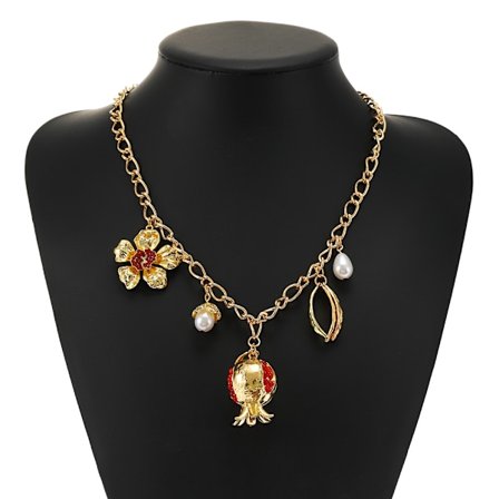 Halskæde Smykker Elegant Temperament Alsidig Metal Blomst Granatæble Halskæde Mode Fest Premium Smykker Egnet til Kvinder og Piger