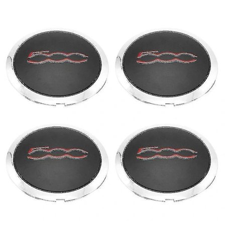 4 kpl 133 mm pyöränkeskiöitä Fiat 500 -malleihin, pyörän keskiön suojussetti 68078419AC 68078421AC pölysuojus 51884863, musta punainen-FA-