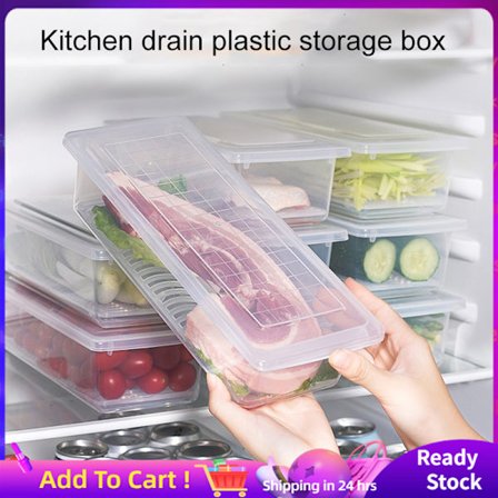 【Specialerbjudande】 Staplingsbar Transparent mat Mat Plast Frukt Grönsaksbehållare Förvaringslåda Vatten Dränering Förvaring Kök Mikrovågsugn Kylskåp