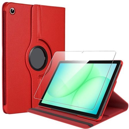 Cover + Temperet Glas til Samsung Galaxy Tab A9 Plus / A11 Plus - 360° Rotation Beskyttelse - Rød
