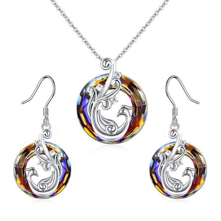 Färgglad kristallfågel Fenix återfödelse flamma oändlig kristall koppar