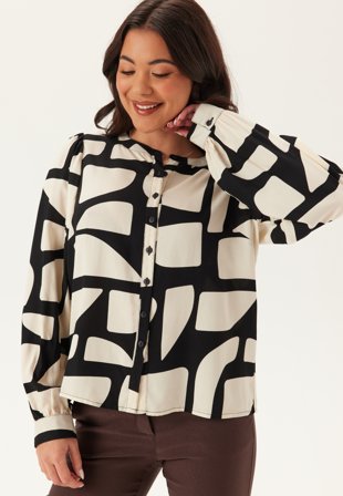 Happy Holly - Viscose Blouse - Black/Cream - Kläder - - Bubbleroom