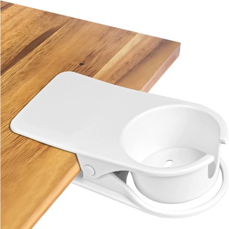 Klips koppholder drikkekoppholder skrivebord sideklips flaskekoppholder kaffe, vann, brus klips skålholder klipsdesign for kontor eller hjem (hvit)
