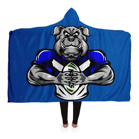 Plush Filt Pläd med Huva Bulldog ca 200 cm x ca 150 cm