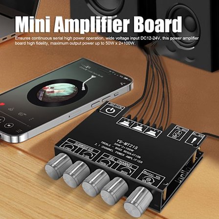Digital ljudeffektförstärkarmodul 2.1-kanals DC 12‐24V Bluetooth-förstärkarkort för butikshemmabiohögtalare
