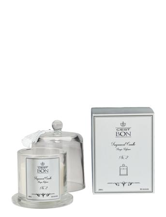 Scented Candle In A Glas Dome W Tassel Fragrance No.3 Duftlys Hvit C'est Bon