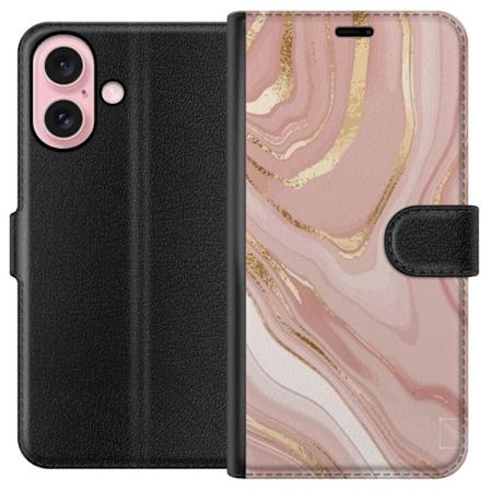 Apple iPhone 16 Plånboksfodral Ljusrosa marmor