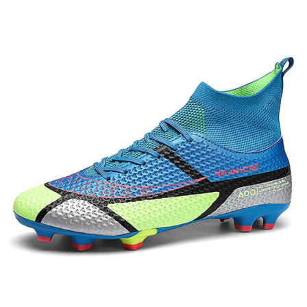 Fotbollsskor för män Höga fotbollsskor för vuxna Grästräning Sport Skor Sneakers 2J229 Blue 43