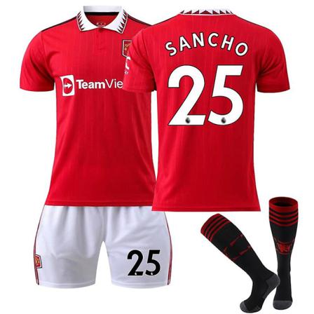 22-23 Red Devils Home #25 Jadon Sancho Fotbollsuniformer Set 20
