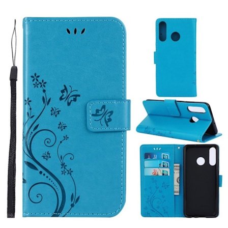 Huawei P30 Lite Skinnetui Med Sommerfugltrykk - Blå