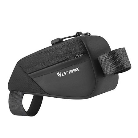 0,5 litran polkupyörälaukku, pyörän rungon etuputkilaukku, kompakti koko, sileä vetoketju, pyöräily