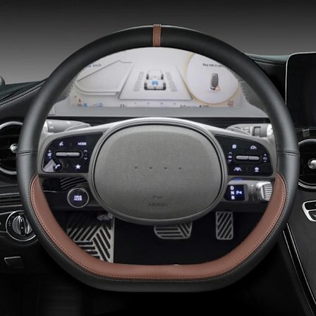 För kompatibel med Hyundai Ioniq 5 2016 2017 2018 2019 2020 2021 2022 bilratt skydd d form pu läder biltillbehör interiör