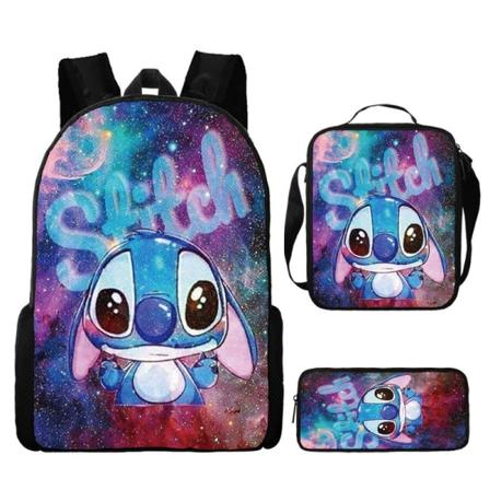 Stitch reppu, koululaukku, kynäpussi, lounaslaukku, 3 osainen setti Starry Röd