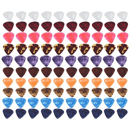 100 stk. gitarplekter fargerik celluloid fingerbeskyttelsesverktøy strengeinstrumentrekvisita 0,96 mm