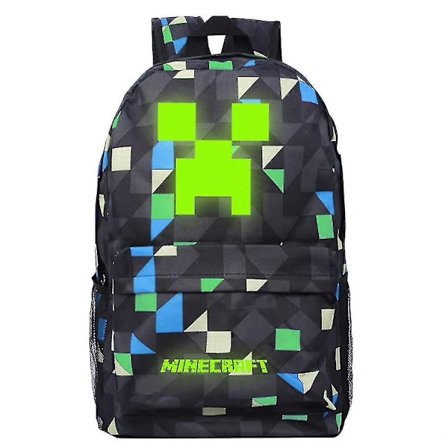 Minecraft Självlysande Ryggsäck Stor Kapacitet Rucksack Student Handväska Rese Skolväska Gåva {D}