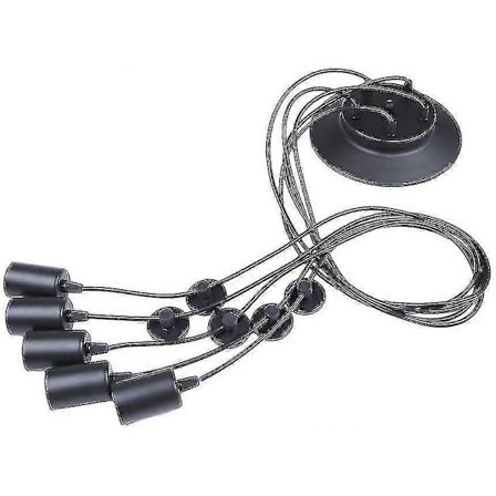 Edison Pendel Lampe 2m Justerbar Edderkopp Taklampe Metalltråd Bur Pendel Lampe - 5 Armer (pære ikke inkludert) (FMY)