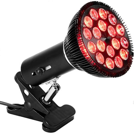 Rødlysbehandlingslampe til krop og ansigt, 54W 18 LED Infrarød Rødlysbehandlingspære med Justerbar Sokkelklemme, Rødlysbehandlingsenhed til hjemmet 