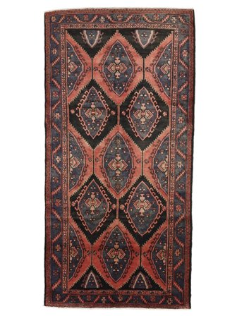 Anudada A Mano Hamadan Alfombra 158X306 De Lana Negro/Rojo Oscuro Pequeño