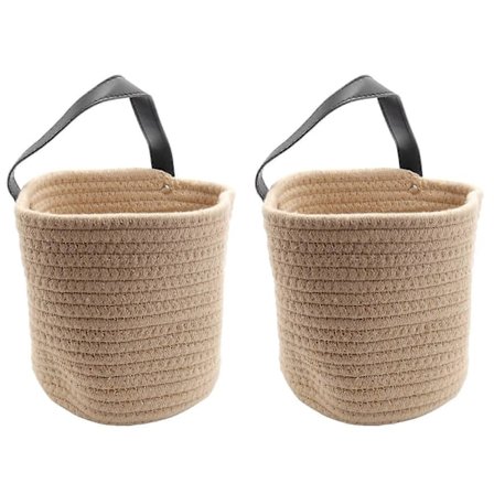 Jute Hengende Oppbevaringskurv - Jute Tau Vevde Oppbevaringsbokser Hengende Veggkurv Med Håndtak Dekor