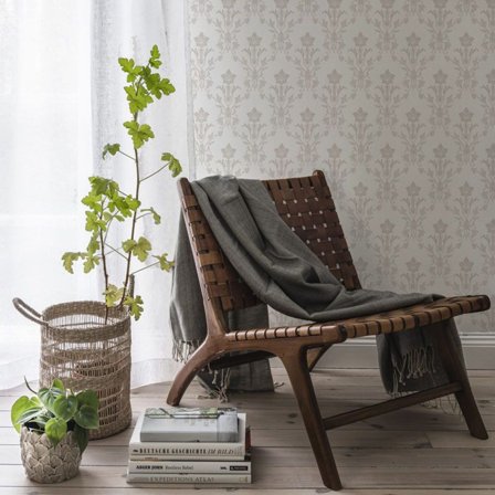 Duro Tapet, Hudiksvalls Teater 677-01 Blommor & Blad, L, Vit, Färg & tapeter