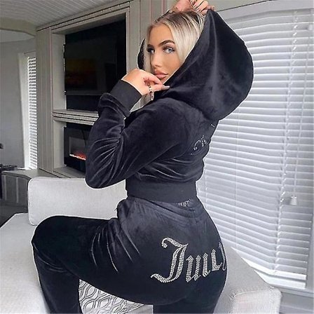 Dam sammet Juicy Träningsoverall Couture Träningsoverall Tvådelad Set Couture Sweatsuits