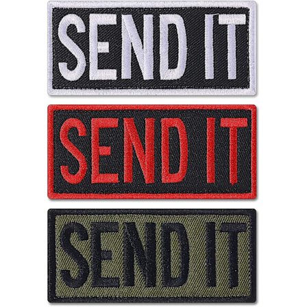 3 stycken Send It broderade lappar med kardborreband Bakgrund Taktisk Applikationsuniform Lapp Rolig Militärlapp för Kepsar Väskor Västar Uniform