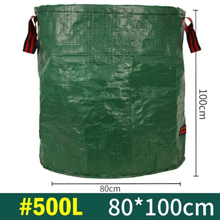 1x 500L Store Haveposer, XXXL Kraftige Haveaffaldssække med Dobbelt Håndtag, Fritstående og Sammenfoldelig Affaldspose, Genanvendelig Havepose, (PP) 
