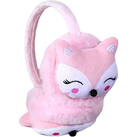 Lyserøde børns lodne vinterørevarmere søde ræve plys imiteret pels ørevarmere pige