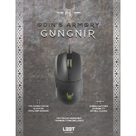 Gungnir gaming mouse. 8 buttons. 16.000 dpi ergonomic RGB