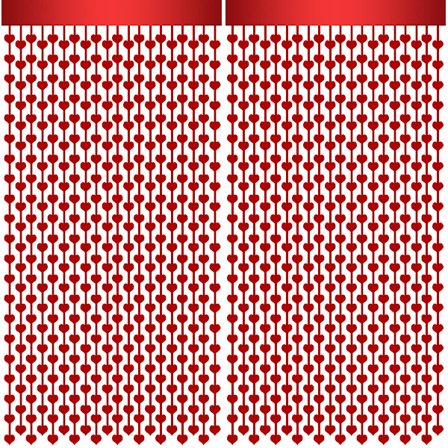 2 pakker Valentinsdag metallisk folie frynse gardin, rødt hjerteformet glitter gardiner streamers foto rekvisitter baggrund