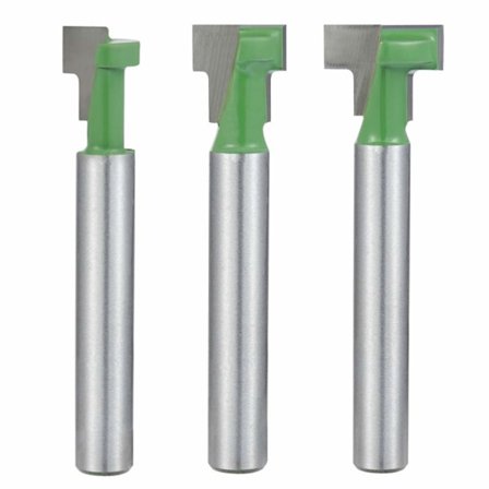 6,35 mm skaft nøglehul fræser bitsæt, med 5/16", 3/8", 1/2" skærediameter.