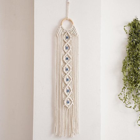 Makramee-seinävaate, käsintehty pahan silmän seinäkoriste unisiepparit makuuhuoneeseen, kotiin, asunnon koristeeksi, käsityölahja - q36