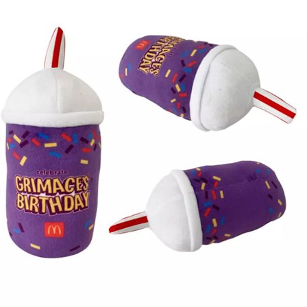 Högkvalitativ Grimace Shake Gul hatt Lila Monster Milkshake Plyschleksak 25cm