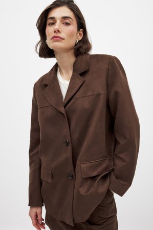 NA-KD Faux Suede Jacket - Jakker i læderimitation - Brun - EU 36