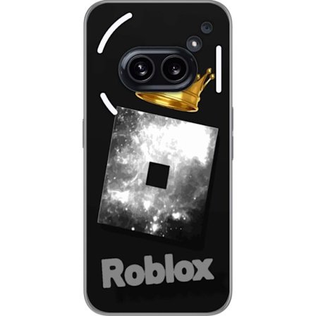 Kompatibel Mobilcover til Nothing Nothing Phone (2a) Minimalistisk sort og sølvfarvet Roblox-symbol med gylden krone og luksuriøs gamer-æstetik på