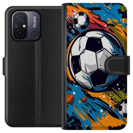 Plånboksfodral till Xiaomi Redmi 12C med Fotbollar