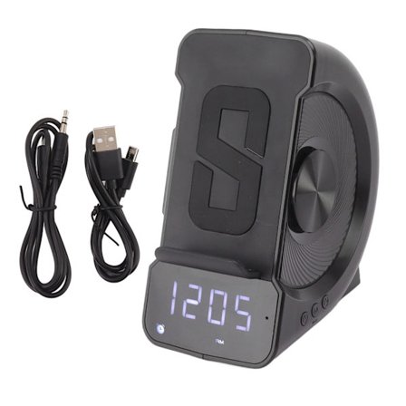 3-in-1 Bluetooth-kaiutin herätyskello langattomalla latauksella 10W musta