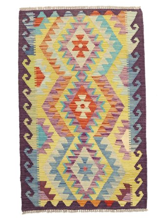Kilim Afghan Old Style Rug 87X137 Yellow/Dark Pink Wool, Afghanistan