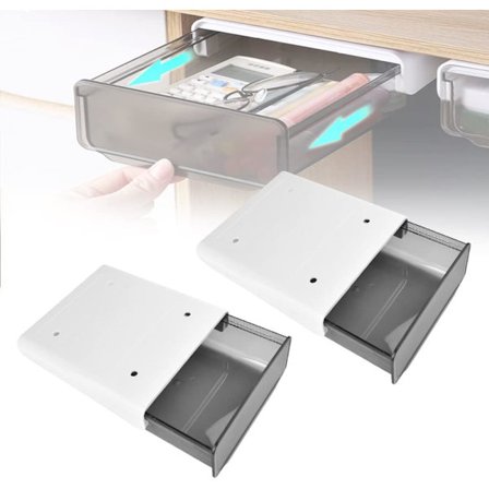 2 kpl Pöydän alla olevia laatikoita 20*17*7.2cm Laatikon järjestäjä Tarra Pöydän alla oleva laatikon tarra Järjestäjä Näkymätön säilytyslaatikko 