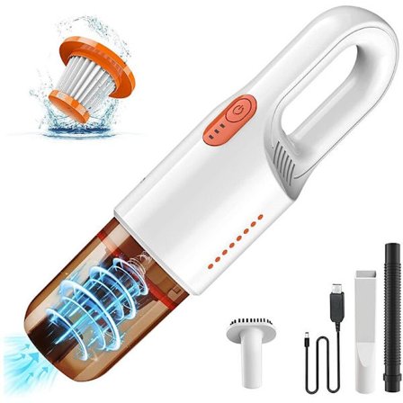 Handhållen dammsugare, sladdlös bärbar dammsugare, tvättbart HEPA-filter, ultralätt för bil//hår