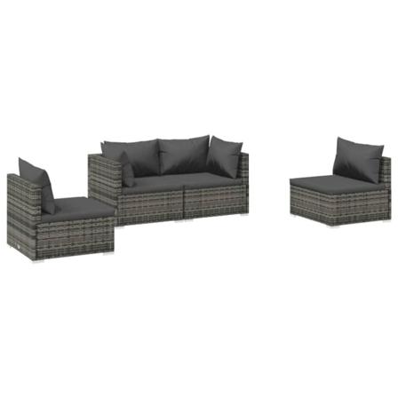 Vidaxl Loungegrupp För Trädgården Med Dynor 4 Delar Konstrotting Grå