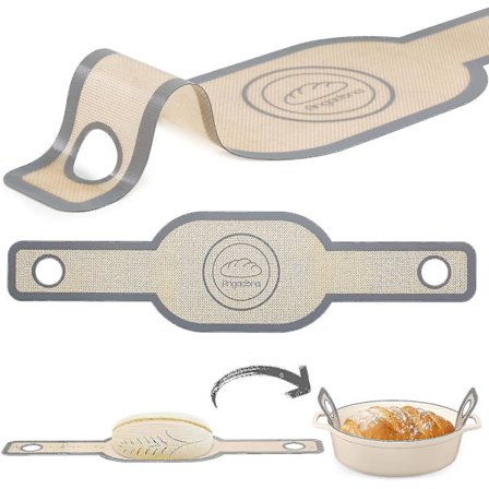 Silikonbrødsele Oval, ikke-klebende & lett å rengjøre Gjenbrukbar Oval Silikon Bakematte for Hollandske Ovner med Lange Håndtak Surdeigsbrød Baking 