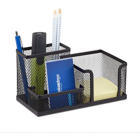 Pöytäjärjestäjä Kynät Käyntikorttiteline Muistilehtiö Metalliverkko Musta