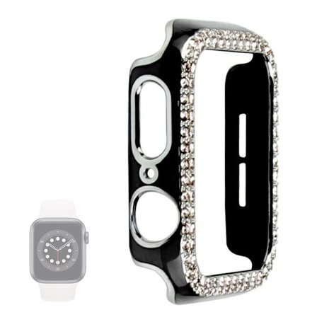 Apple Watch 40 mm dobbeltfarvet rhinestone-cover - Sort / Sort
