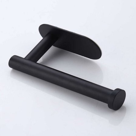 Självhäftande toalettpappershållare i svart - i rostfritt stål - P