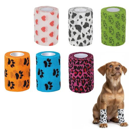Hundpromenad och antifouling bandage, husdjursbandage, lämpliga för sårläkning och bandagering hos katter och hundar, anti-slick och andningsbara. 6-