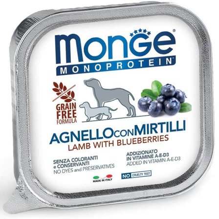 Monge Monoprotein Agnello Con Mirtilli Cibo Umido Per Cani Adulti