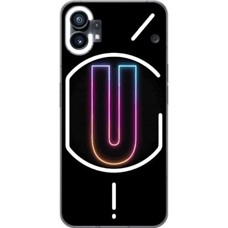 Kompatibelt Mobilskal till Nothing Nothing Phone (1) Minimalistisk neonbokstav U i färgstark ljuseffekt mot svart bakgrund