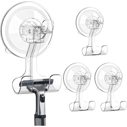 4 Pakning Kopp Barberhøvelholder, Gjenbrukbare Kraftige Sugekopper for Dusj, Vanntett Barberhøvelholder for Kjøkken Baderom Dør Glass Loofah Håndkle